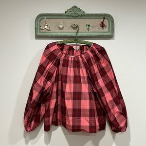 New kate spade pink plaid puffy dramatic long sleeve blouse XL women’s